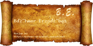Böhmer Erzsébet névjegykártya